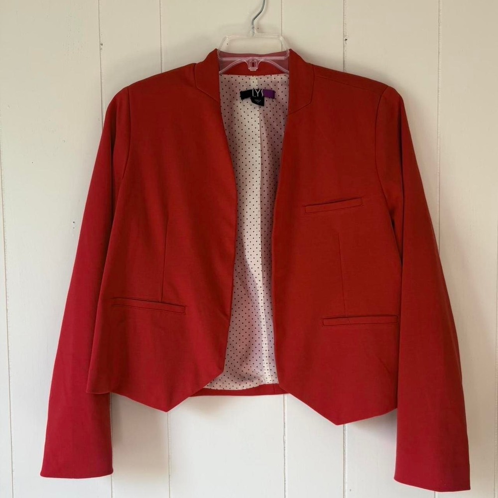 I.N.Y. Red Open Front Cropped Blazer Jacket 1X Plus Size